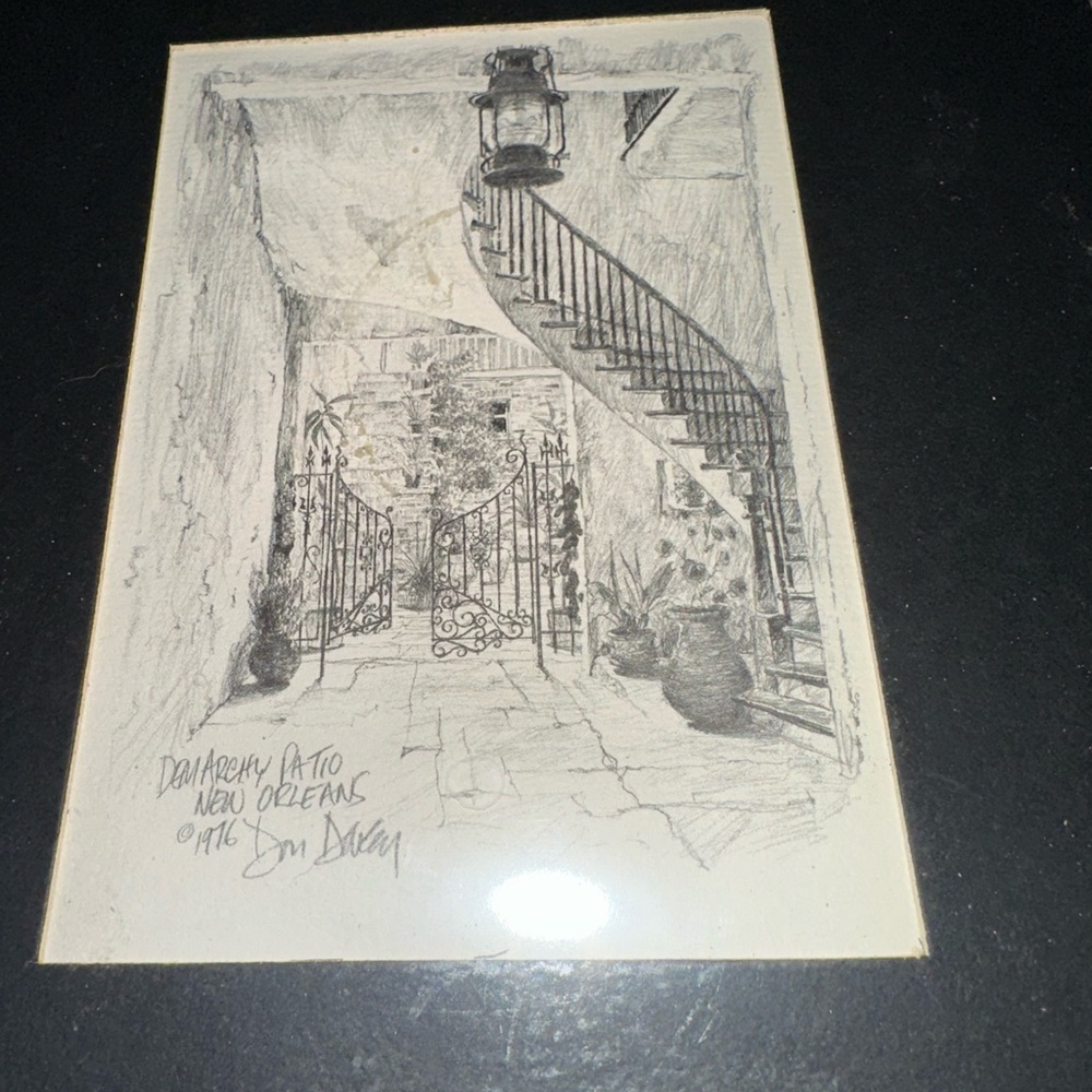 Vintage 1976 John Dailey Original Pen and Ink Drawings New Orleans (Signed pair) - Picture 2 of 3